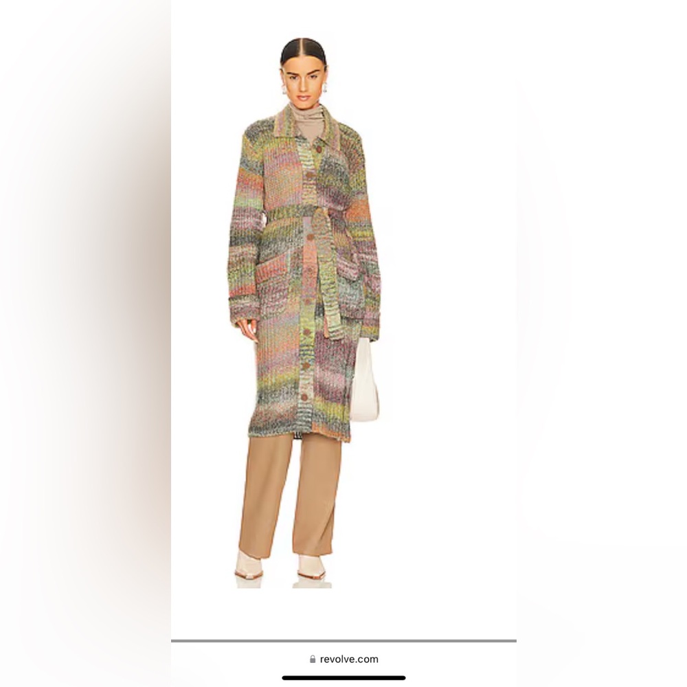 NWT Joie Multicolored Long Duster Belted Cardigan